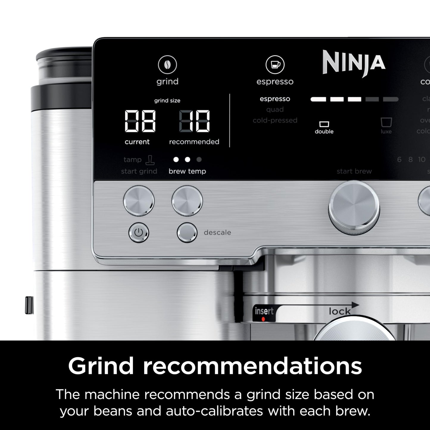 Ninja R-ES601 Luxe Café Premier Series Espresso Machine, Drip Coffee, Cold Brew, Grinder, Tamper, Frother, Silver - Certified Refurbished