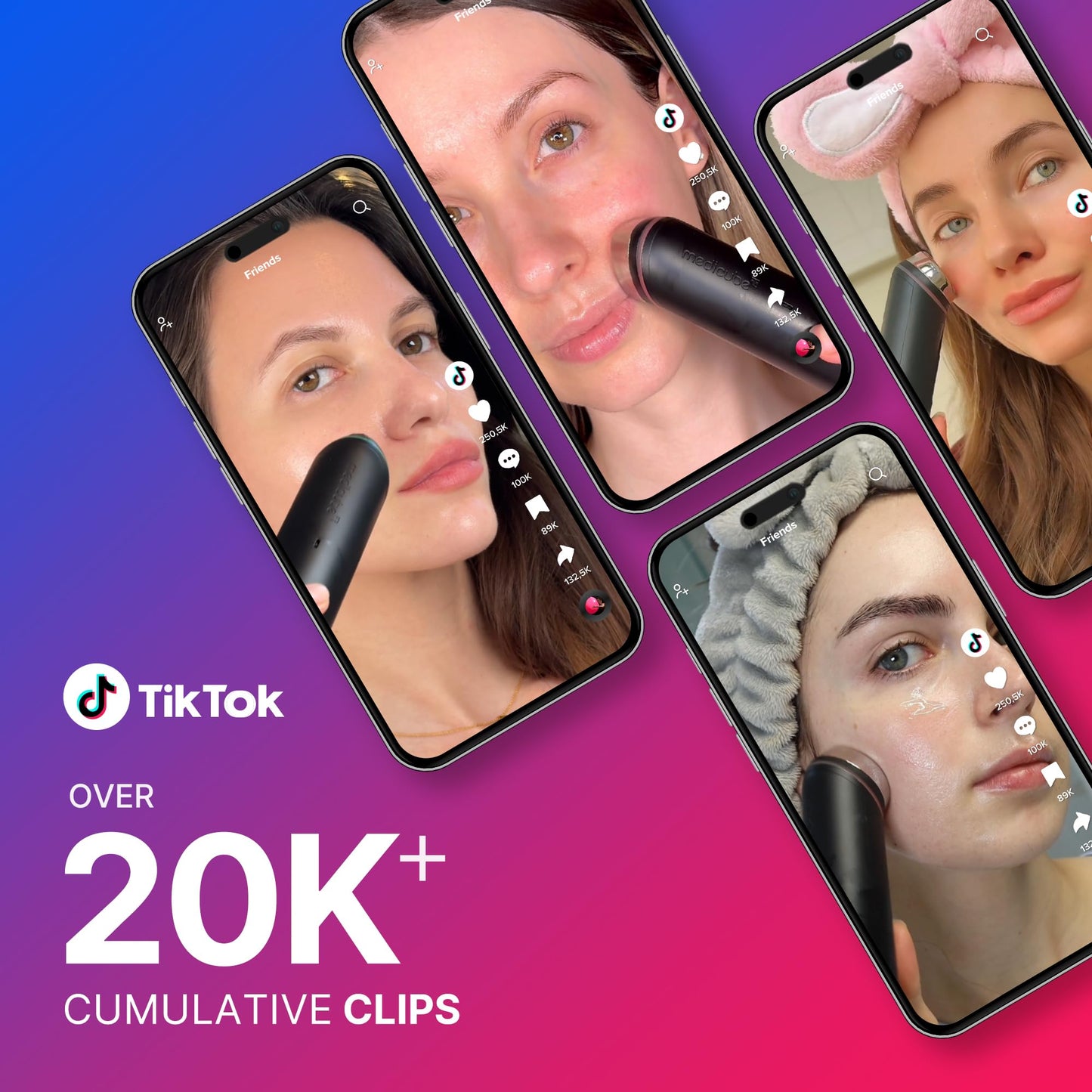 medicube Pink Skincare Set for Glass Glow Skin: Age-R Booster Pro Pink | 6-in-1 Real Glass Glow Beauty Massager and Collagen Jelly Cream- Niacinamide & Freeze-Dried Hydrolyzed Collagen 110ml