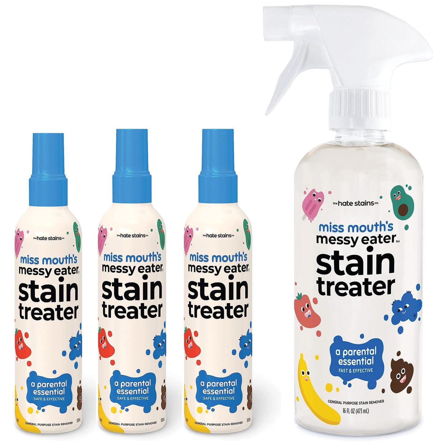 Miss Mouth's Messy Eater Stain Treater - 3 Pack Stain Remover Spray and 16oz Bottle