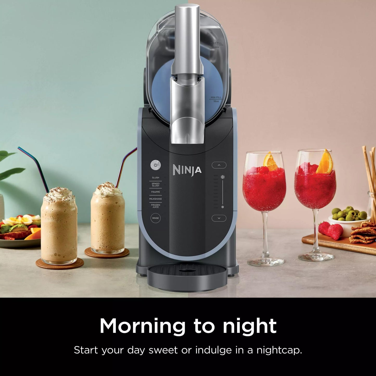 Ninja FS301 Professional Maker with RapidChill Technology, 88 oz Drink & Slushie Machine, 5 Preset Programs, Frozen Margaritas, Frappés, and More, Premium Accents, Black (Renewed)