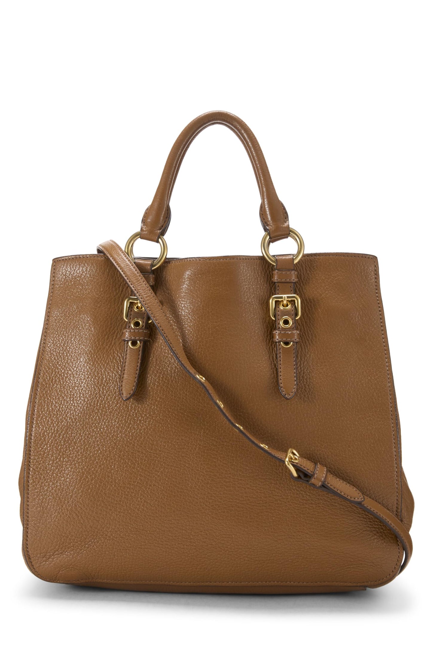 Miu Miu, Pre-Loved Brown Leather Convertible Tote Small, Brown