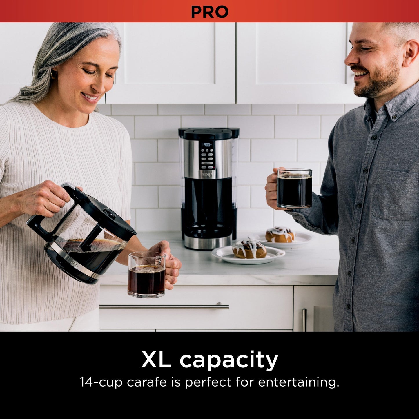 Ninja 70 oz. Glass Carafe with Brew-Through Lid for Ninja Programmable ZL 14-Cup Coffee Maker, DCM200, DCM201, BPA Free, Dishwasher Safe, 785KKU200