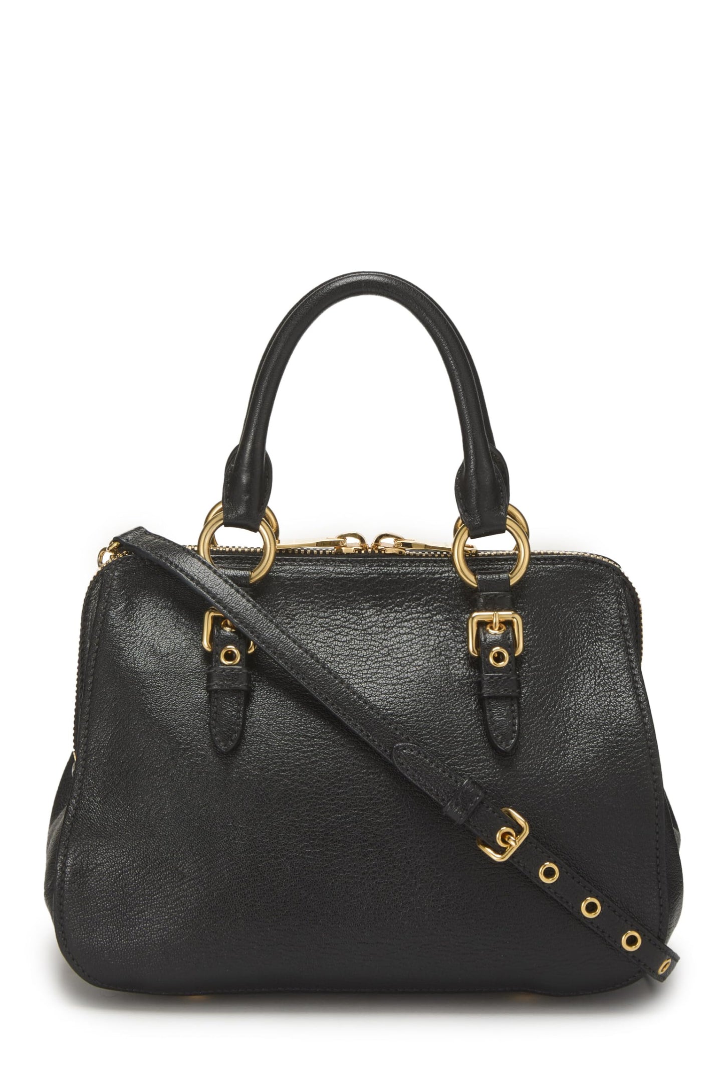 Miu Miu, Pre-Loved Black Calfskin Convertible Top Handle Bag, Black