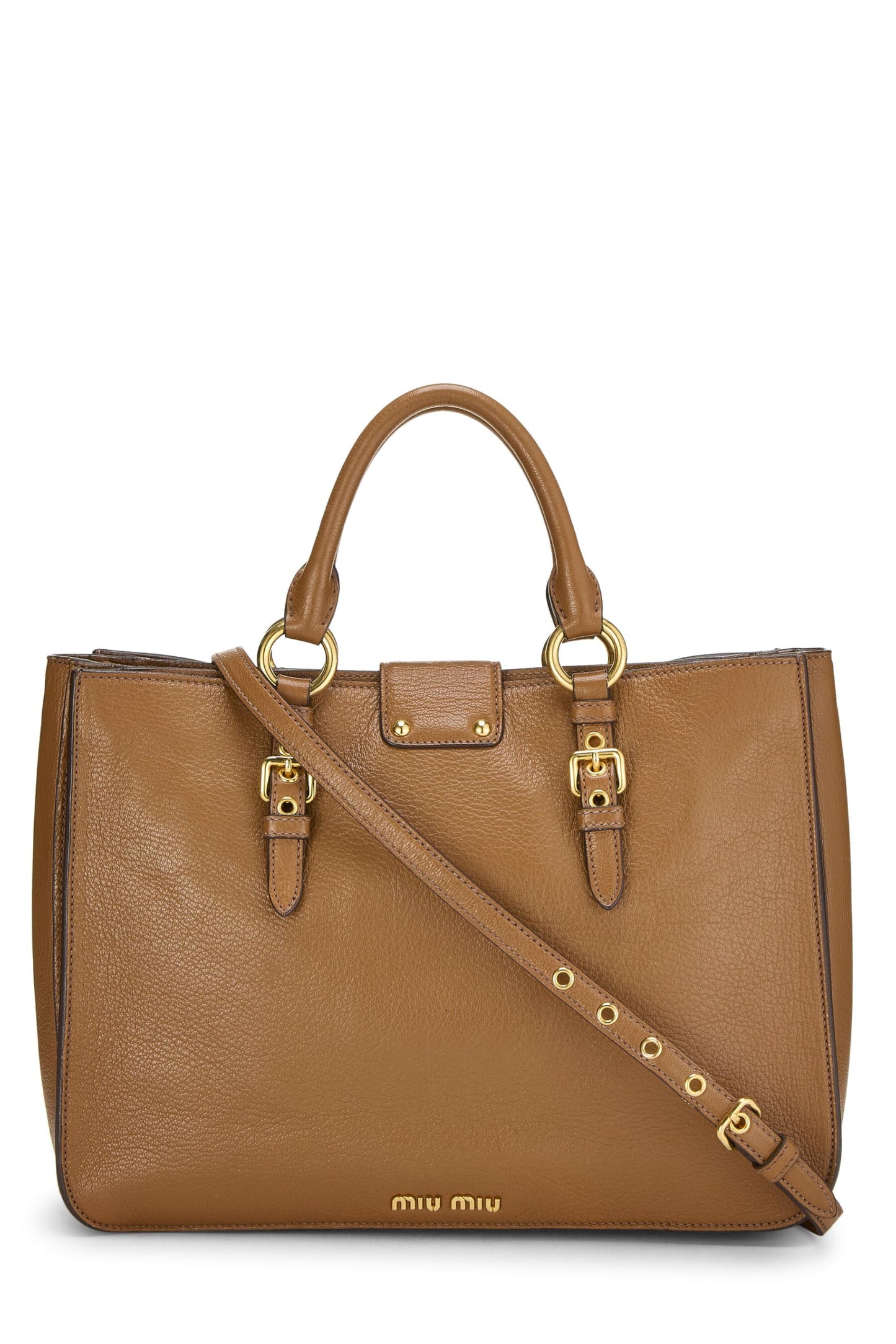 Miu Miu, Pre-Loved Brown Calfskin Convertible Handbag, Brown