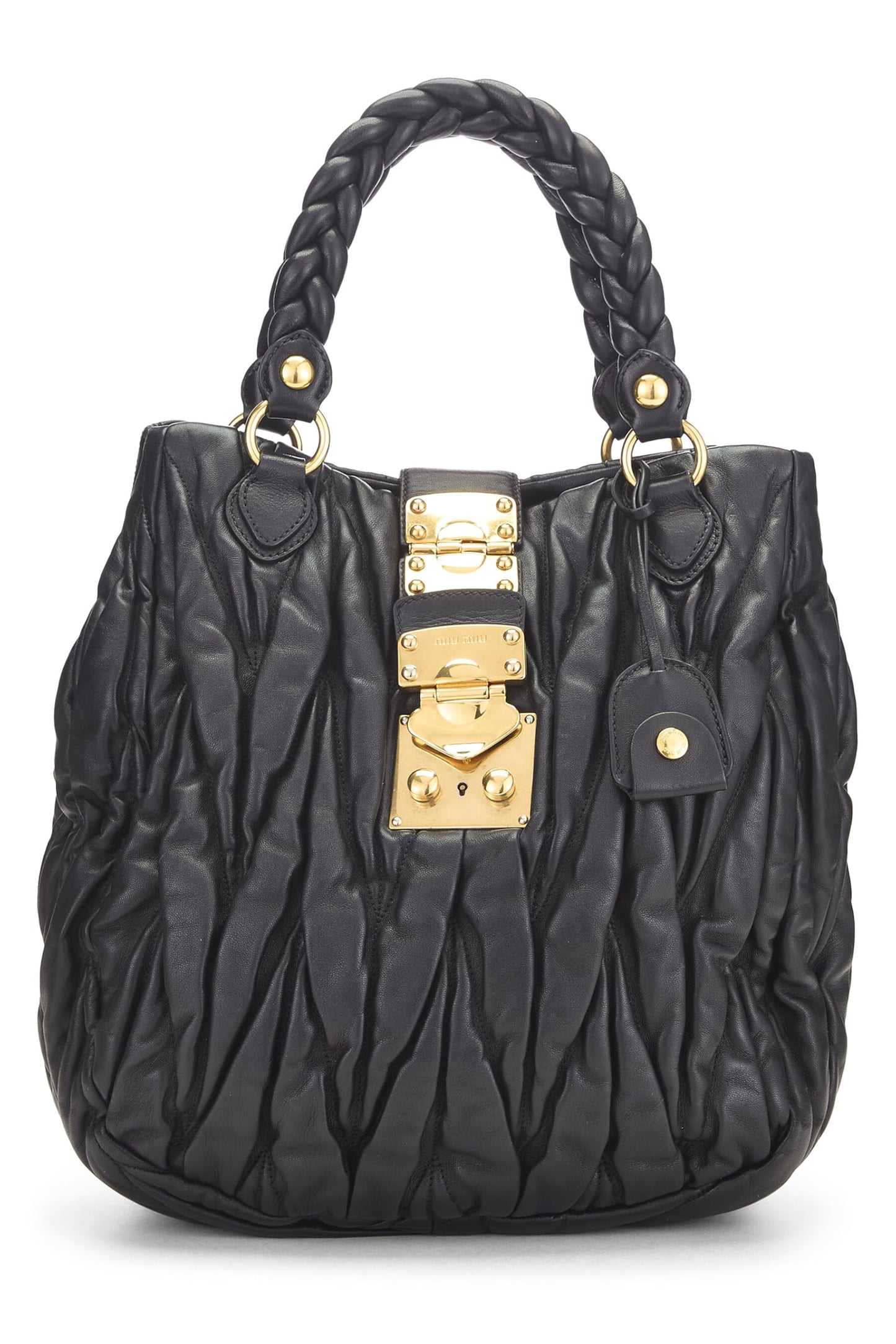 Miu Miu, Pre-Loved Black Nappa Buckle Handbag, Black