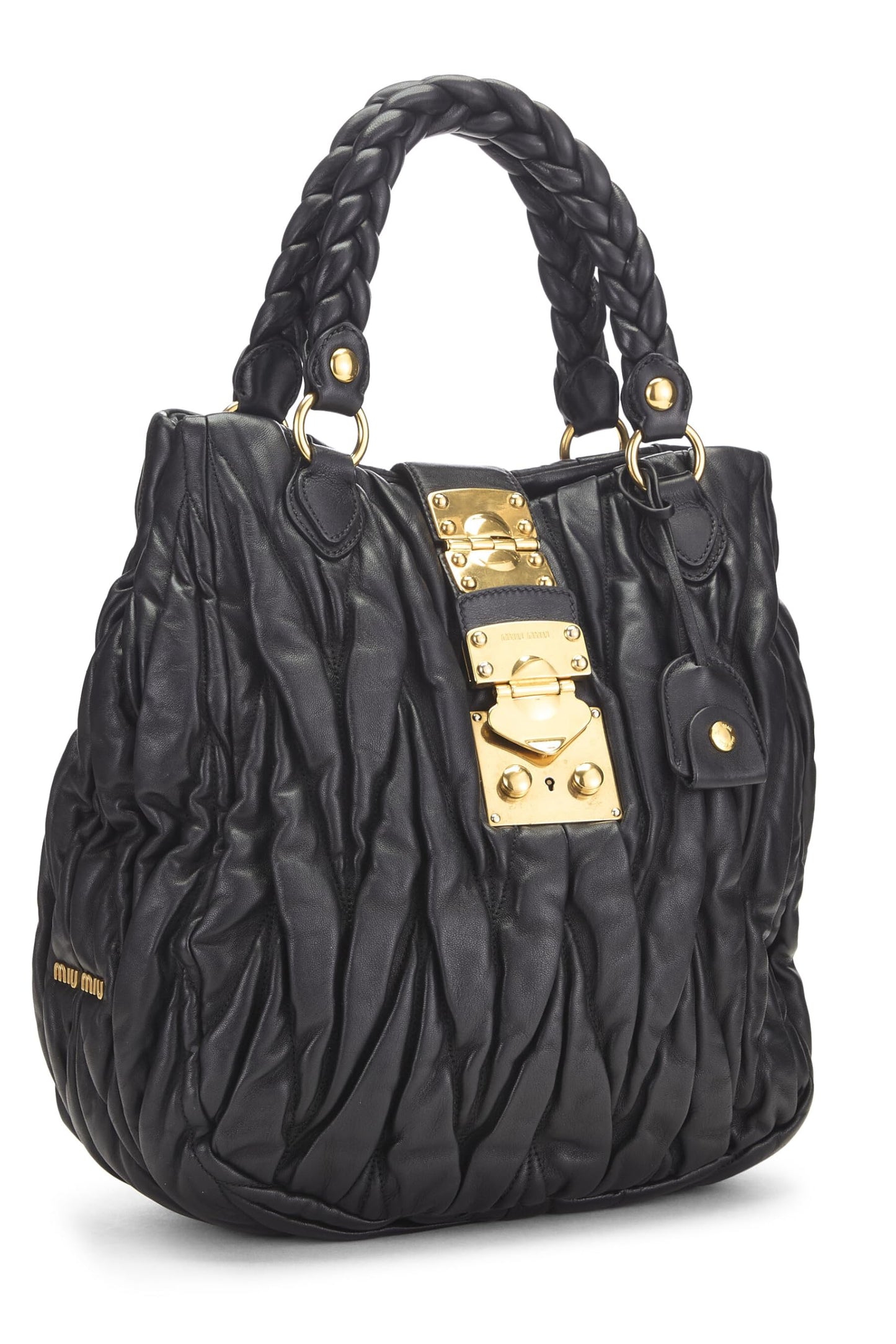 Miu Miu, Pre-Loved Black Nappa Buckle Handbag, Black