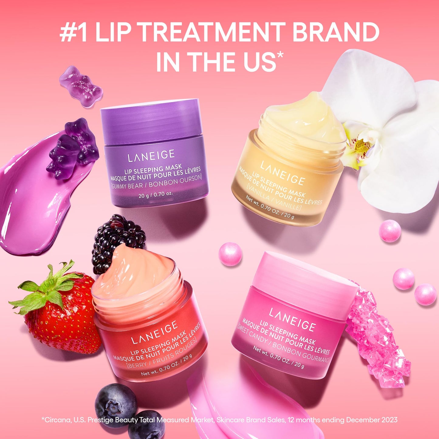 LANEIGE Day & Night Berry Lip Duo: Lip Sleeping Mask and Lip Glowy Balm with Vitamin C, Shea & Murumuru Butter for Hydrating Dry, Flaky Lips