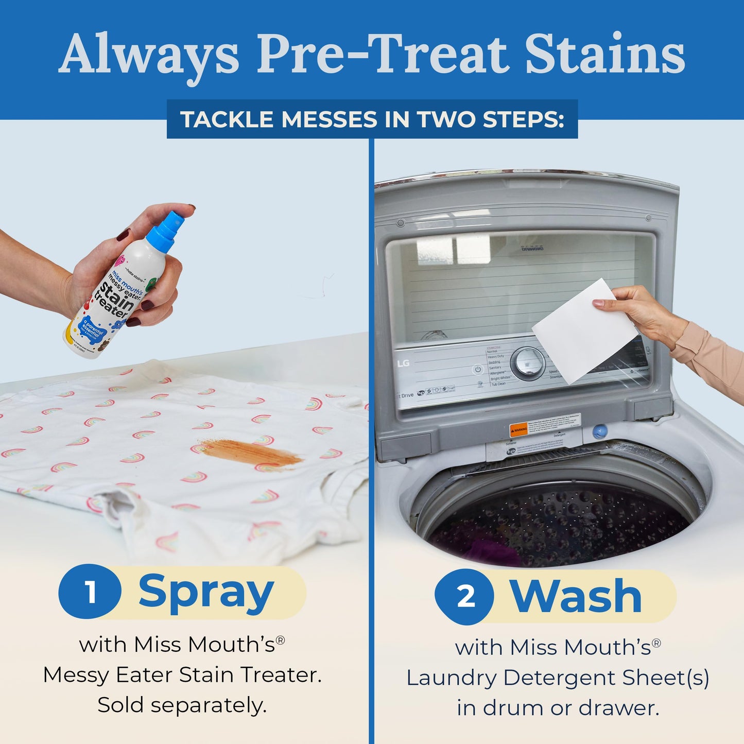 Miss Mouth's Messy Eater Stain Treater Ultimate Laundry Bundle with Stain Treater and Detergent Sheets
