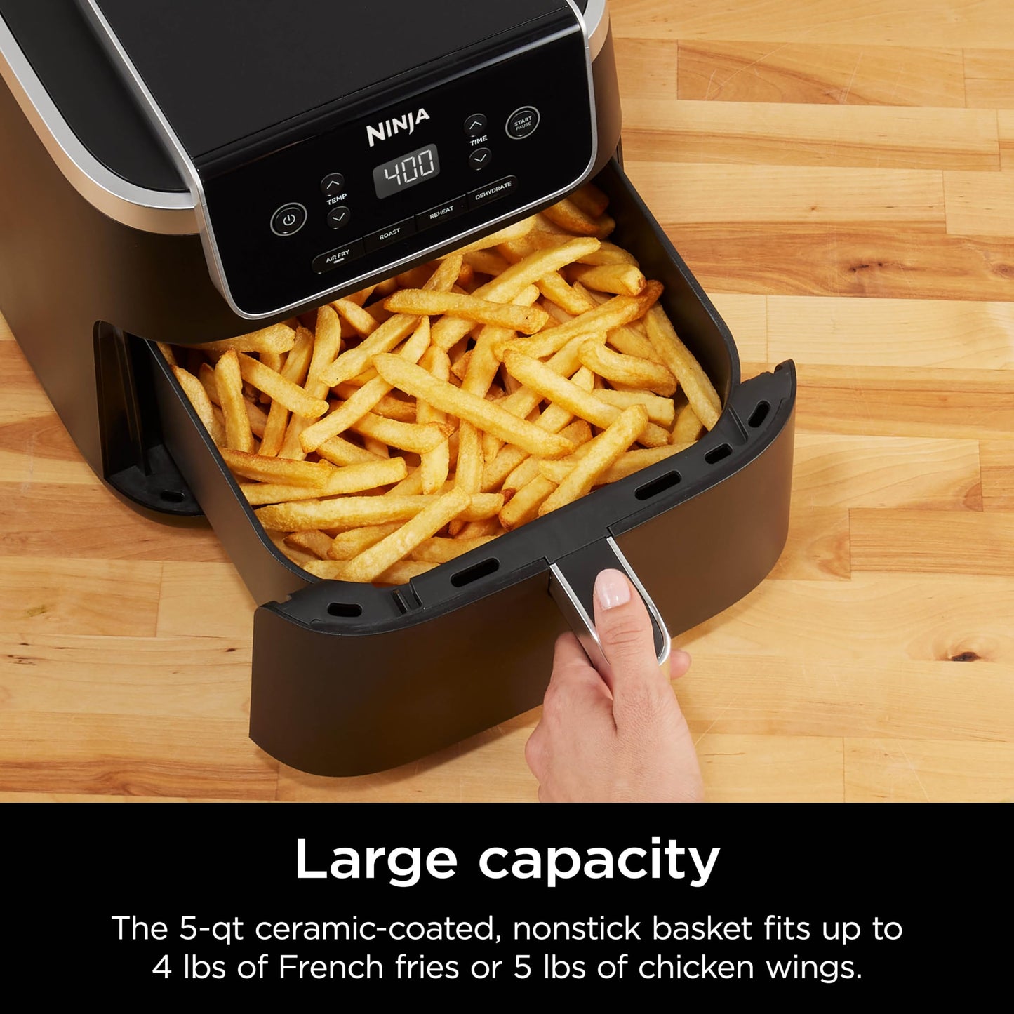 Ninja Air Fryer Pro 4-in-1 Capacity 5 m2 (4.7 Litres) Outdoor Roast, BBQ, Heating, Drainage, BBQ, Air Crisp Technology, Non-stick Basket and Crispy Griddle, Grey