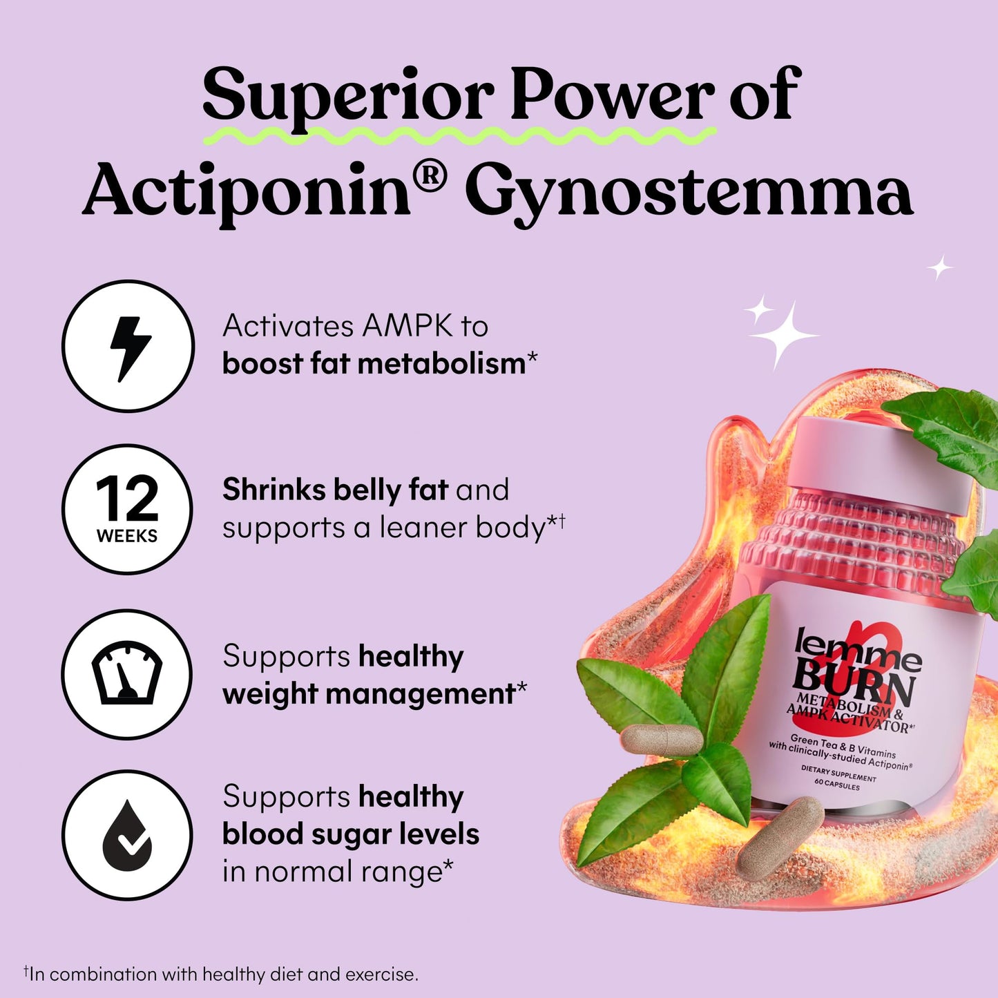 Lemme Curb and Burn - Metabolism, Cravings Support & Weight Management with Clinically Studied Chromium Picolinate, Gynostemma, Cinnamon, Green Tea, Vitamin B6 & B12 - Gluten-Free, 60 Count Ea