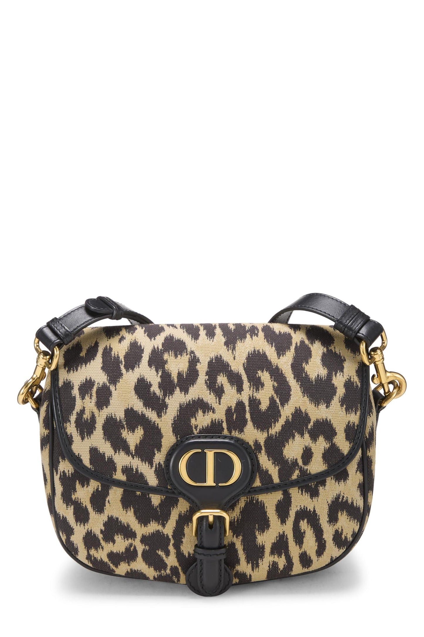 Dior, Pre-Loved Brown Cheetah Canvas Bobby Flap Medium, Brown