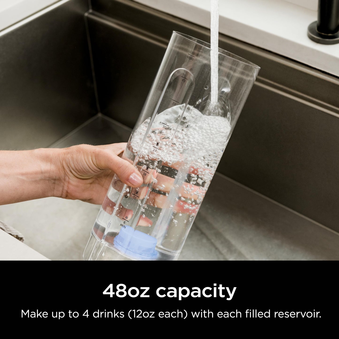 Ninja WCX01WR Thirsti 48oz Removable Water Reservoir, Black. Only Compatible with the Thirsti Drink System WC1001, Clear
