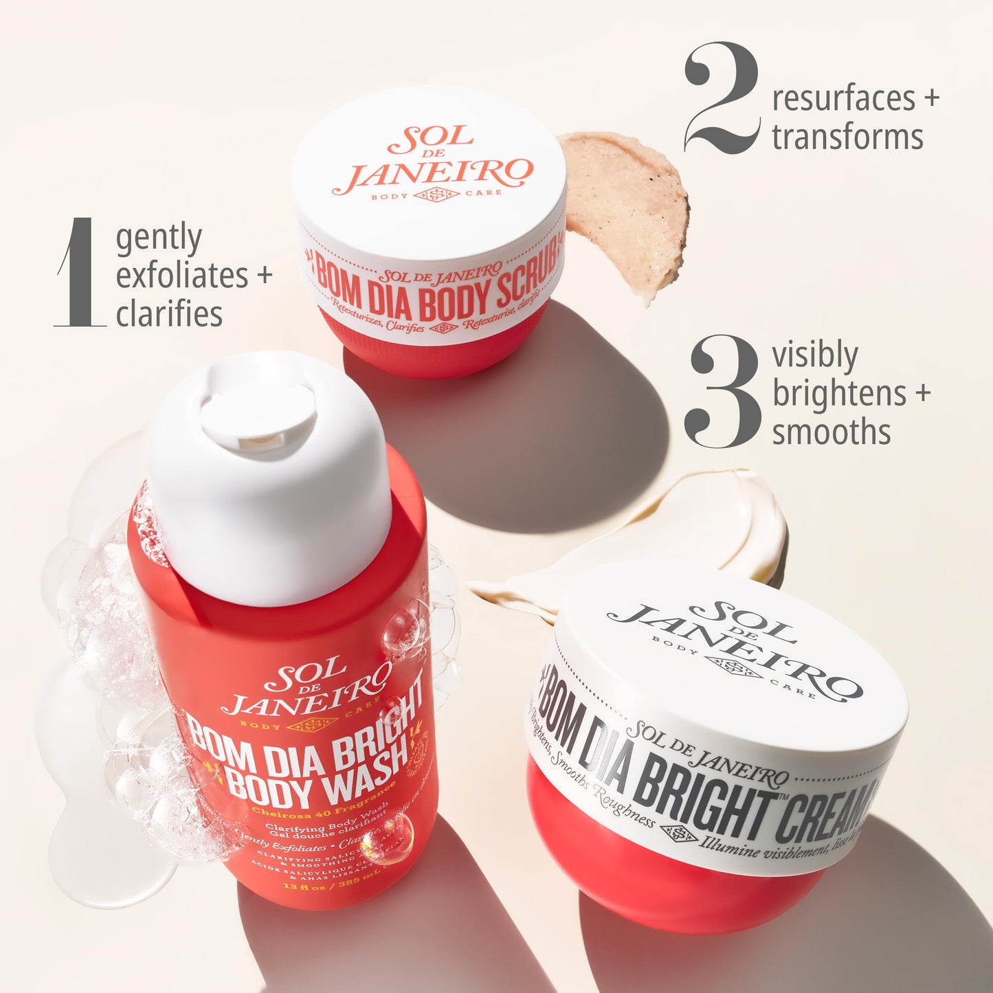 SOL DE JANEIRO Visibly Brightening and Smoothing Bom Dia AHA Body Scrub and Body Wash Duo, Amazon Exclusive