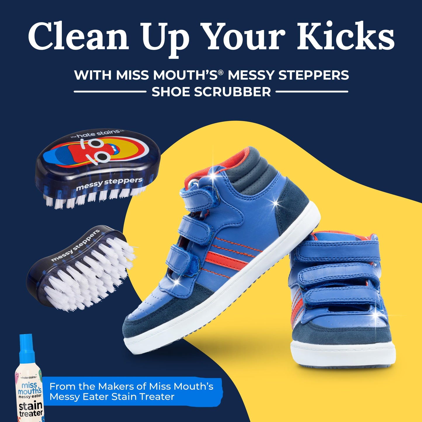 Miss Mouth's Messy Steppers Shoe Cleaner Brush - Remove Dirt, Grass, Scuffs from Rubber, Canvas, and Leather from the makers of Miss Mouth's Messy Eater Stain Treater