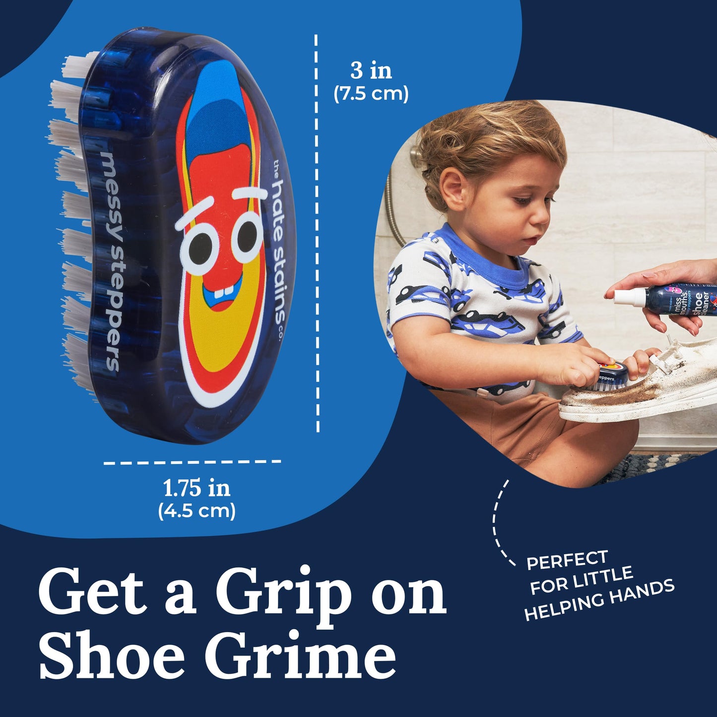 Miss Mouth's Messy Steppers Shoe Cleaner Brush - Remove Dirt, Grass, Scuffs from Rubber, Canvas, and Leather from the makers of Miss Mouth's Messy Eater Stain Treater
