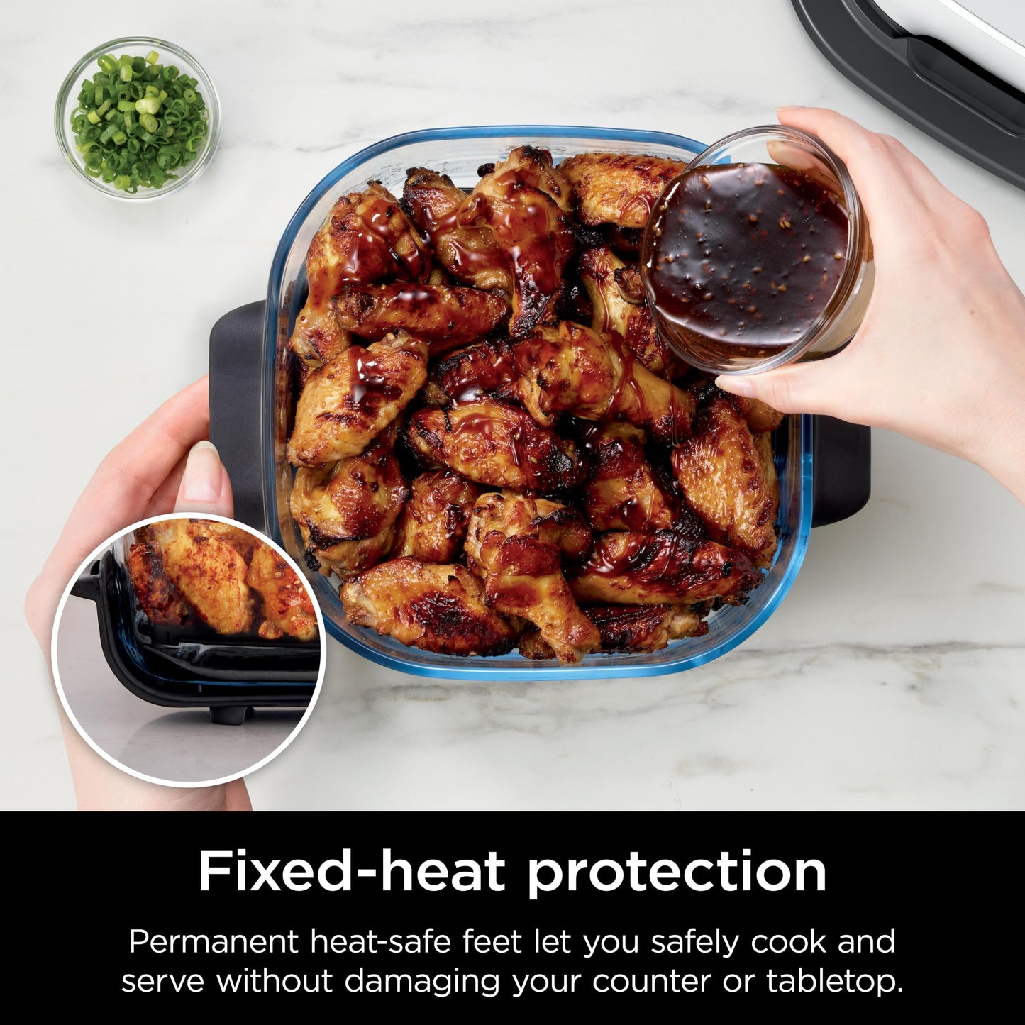Ninja 2.5 QT TempWare Glass Container with Storage lid, Compatible Crispi Portable Cooking System, Microwave, Freezer and Dishwasher Safe, PFAS Free Glass Cooking Surface