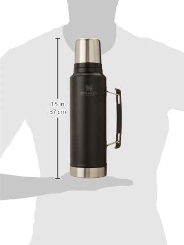 Stanley Classic Legendary Vacuum Bottle 1.5 qt | Wide Mouth with Leakproof Cup Lid | Keep Drinks Hot or Cold | Packable for Travel | Insulated Stainless Steel Thermos | BPA-Free | Matte Black