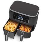 Ninja DZ201 Foodi 8 Quart 6-in-1 DualZone 2-Basket Air Fryer with 2 Independent Frying Baskets, Match Cook & Smart Finish to Roast, Broil, Dehydrate & More for Quick, Easy Meals, Grey (Renewed)