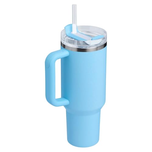 STANLEY Quencher 40 Ounce Vacuum Insulated Stainless Steel Tumbler with Handle Lid and Straw, Thermos for Hot and Cold Drinks, 1.180 L, POWDER BLUE CRUSH