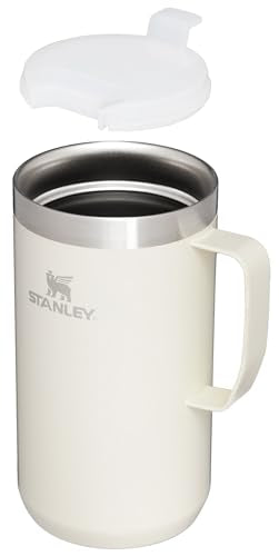 Stanley Stay-Hot Camp Mug 24 oz | Press Fit Drink Through Lid | Cup for Coffee, Tea and Drinks | Insulated Stainless Steel Coffee Mug | BPA-Free | Cream Gloss