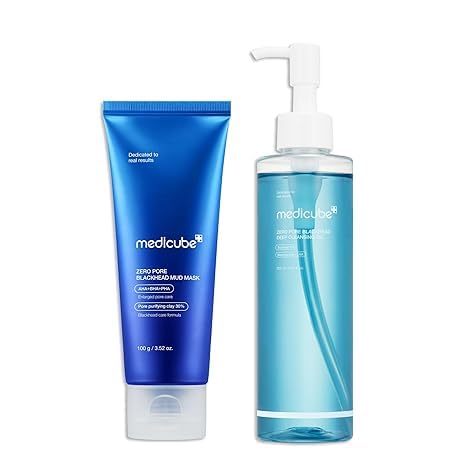 medicube Korean Home-Spa Pore Care Routine: Zero Pore Blackhead Deep Cleansing Oil and Zero Pore Blackhead Mud Facial Mask