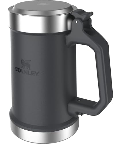 Stanley Classic Bottle Opener Beer Stein 24 oz | Flip Up Lid and Heavy Duty Handle with Built In Bottle Opener | Insulated Stainless Steel Beer Mug | BPA-Free | Stainless Steel Shale