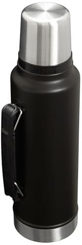 Stanley Classic Legendary Vacuum Bottle 1.5 qt | Wide Mouth with Leakproof Cup Lid | Keep Drinks Hot or Cold | Packable for Travel | Insulated Stainless Steel Thermal Bottle | BPA-Free | Black 2.0
