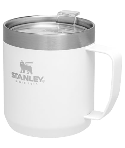 Stanley Stay-Hot Camp Mug 12 oz | Press Fit Drink Through Lid | Cup for Coffee, Tea and Drinks | Insulated Stainless Steel Coffee Mug | BPA-Free | Polar