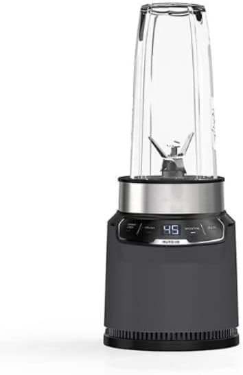 Ninja BN401-A Nutri Pro Compact Personal Blender, Auto-iQ Technology, 1100-Peak-Watts, for Frozen Drinks, Smoothies, Sauces & More, With To-Go Cups & Spout Lids, Gray