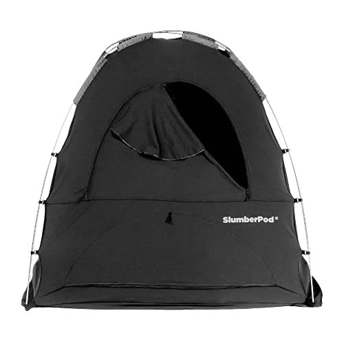 SlumberPod Portable Privacy Pod Blackout Canopy Crib Cover, Sleeping Space for Age 4 Months and Up, Pack n Play Blackout Cover, Baby Travel Crib Canopy (Black/Grey 2.0)