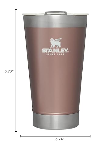 Stanley Stay-Chill Beer Pint 16 oz | Wide Mouth Lid | Built-in Bottle Opener | Beer Tumbler Cup | Insulated Stainless Steel Pint Glass | BPA-Free | Rose Quartz Glow