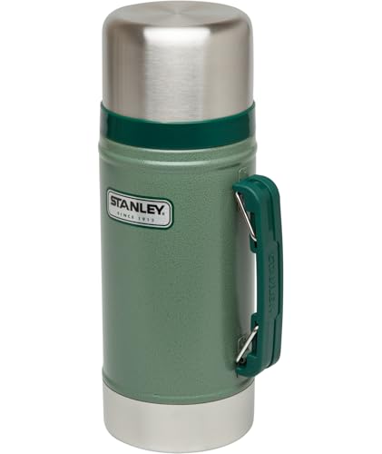 Stanley Classic Legendary Vacuum Insulated Food Jar – Stainless Steel, Naturally BPA-free Container – Keeps Food/Liquid Hot or Cold for 15 Hours – Leak Resistant, Hammertone Green, 24 OZ / 0.71 L