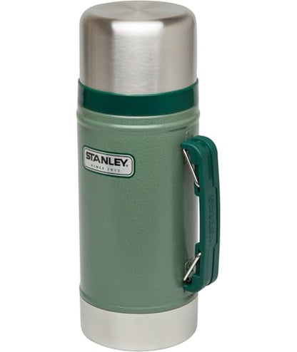Stanley Classic Legendary Vacuum Insulated Food Jar – Stainless Steel, Naturally BPA-free Container – Keeps Food/Liquid Hot or Cold for 15 Hours – Leak Resistant, Hammertone Green, 24 OZ / 0.71 L