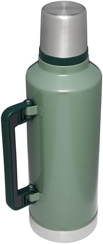 Stanley Classic Legendary Vacuum Bottle 2.5 qt | Wide Mouth with Leakproof Cup Lid | Keep Drinks Hot or Cold | Packable for Travel | Insulated Stainless Steel Thermos | BPA-Free | Hammertone Green