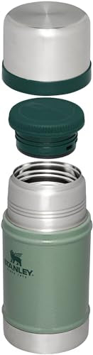 Stanley Classic Legendary Large Food Jar 24 oz | Vacuum Insulated Food Container | Wide Mouth Screw On Lid | Packable for Travel | Stainless Steel & Leakproof Lid | Hammertone Green