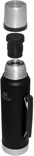 Stanley Classic Legendary Vacuum Bottle 1.5 qt | Wide Mouth with Leakproof Cup Lid | Keep Drinks Hot or Cold | Packable for Travel | Insulated Stainless Steel Thermal Bottle | BPA-Free | Black 2.0