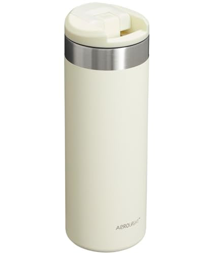 Stanley AeroLight Transit Bottle 16 oz | Locking Drink Through Lid | Leak Resistant Water Bottle or Coffee Travel Mug | Lightweight Insulated Stainless Steel | BPA-Free | Cream