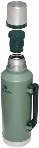 Stanley Classic Legendary Vacuum Bottle 2.5 qt | Wide Mouth with Leakproof Cup Lid | Keep Drinks Hot or Cold | Packable for Travel | Insulated Stainless Steel Thermos | BPA-Free | Hammertone Green