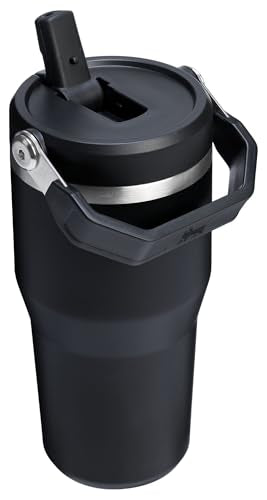 Stanley IceFlow 2.0 Flip Straw Tumbler with Handle 20 oz | Twist On Lid and Flip Up Straw | Leak Resistant Water Bottle | Insulated Stainless Steel | BPA-Free | Black 2.0