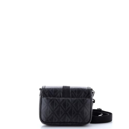 Christian Dior, Pre-Loved Hit the Road Flap Crossbody Bag CD Diamond Coated Canvas and Leather Mini, Black