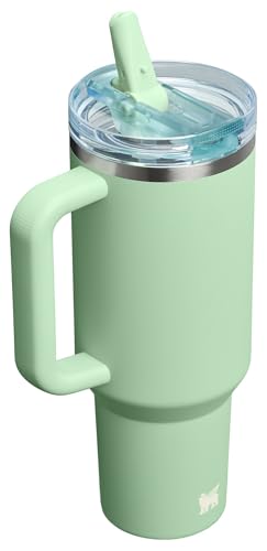 Stanley Quencher ProTour Flip Straw Tumbler with Leakproof Lid 40 oz | Built-In Straw and Handle | Cup Holder Compatible for Travel | Insulated Stainless Steel Cup | BPA-Free | Pistachio