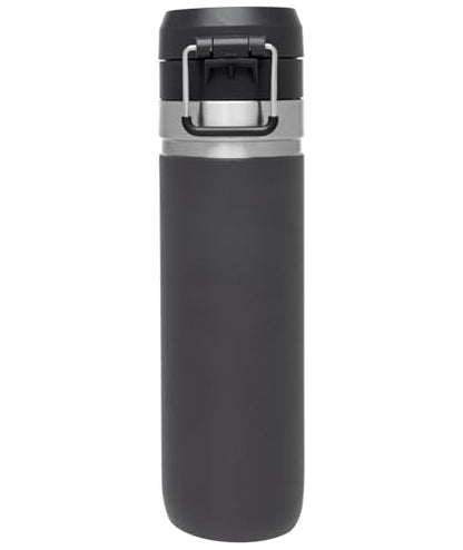 Stanley Quick Flip GO Water Bottle 24 oz | Push Button Lid | Leakproof and Packable for Travel and Sports | Insulated Stainless Steel | BPA-Free | Charcoal