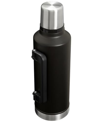 Stanley Classic Legendary Vacuum Bottle 2.5 qt | Wide Mouth with Leakproof Cup Lid | Keep Drinks Hot or Cold | Packable for Travel | Insulated Stainless Steel Thermal Bottle | BPA-Free | Black 2.0