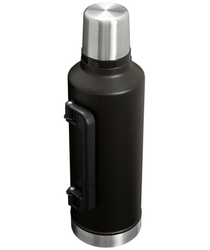 Stanley Classic Legendary Vacuum Bottle 2.5 qt | Wide Mouth with Leakproof Cup Lid | Keep Drinks Hot or Cold | Packable for Travel | Insulated Stainless Steel Thermal Bottle | BPA-Free | Black 2.0