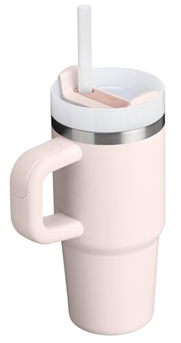 Stanley Quencher H2.0 Tumbler with Handle and Straw 14 oz | Flowstate 3-Position Lid | Cup Holder Compatible for Travel | Insulated Stainless Steel Cup | BPA-Free | Rose Quartz 2.0