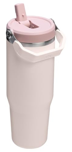 Stanley IceFlow 2.0 Flip Straw Tumbler with Handle 30 oz | Twist On Lid and Flip Up Straw | Leak Resistant Water Bottle | Insulated Stainless Steel | BPA-Free | Rose Quartz