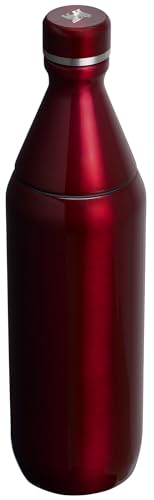 Stanley All Day Slim Bottle 20 oz | Twist off Lid with Leakproof Seal | Slim Design for Travel and Gym | Insulated Stainless Steel Water Bottle | BPA-Free | Garnet Shine