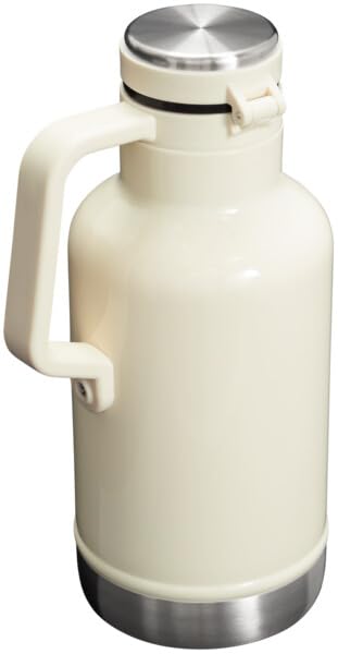 Stanley Classic Easy-Pour Growler 64 oz | Keeps Beer Cold or Coffee Hot | Leakproof Steel Lined Lid and Easy to Carry Handle | Insulated Stainless Steel | BPA-Free | Cream Gloss