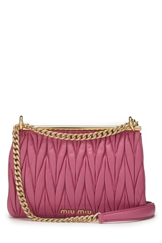 Miu Miu, Pre-Loved Pink Nappa Chain Flap Crossbody, Pink