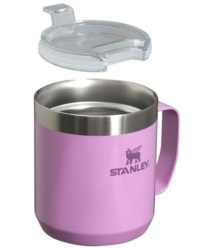 Stanley Stay-Hot Camp Mug 12 oz | Press Fit Drink Through Lid | Cup for Coffee, Tea and Drinks | Insulated Stainless Steel Coffee Mug | BPA-Free | Lilac Gloss